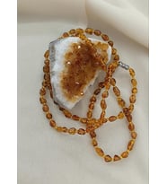Kolye Damla Kehribar Amber Doğaltaş Yetişkin Kolyesi