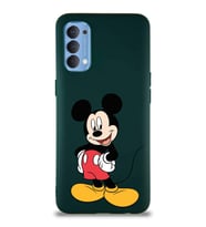 Oppo Reno 4 Soft Premier Kapak Mickey Mouse-E Tasarımlı Silikon Kılıf - Yeşil (Şeffaf)