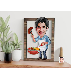 BK Gift Kişiye Özel Barbekü Karikatürlü 3D Ahşap Tablo, Sevgiliye Hediye, Arkadaşa Hediye, Yıl Dönümü Hediyesi, Doğum Günü Hediyesi-3