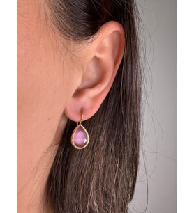 Kadir Jewellery 22 Ayar Altın Kaplama Damla Taşlı Küpe -El İşçiliği Ve Hipoalerjenik Küpe
