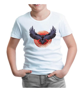 Raven Bird Screaming Beyaz Çocuk Tshirt