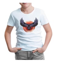 Raven Bird Screaming Beyaz Çocuk Tshirt