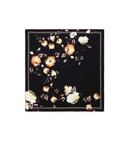 BURSA İPEK Siyah Floral Twill İpek Eşarp