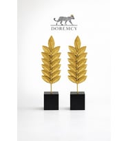 Doremcy Gold Yaprak Biblo 2’li Set Modern Dekoratif Obje Salon Masa Üstü Aksesuar Siyah Kaideli Lüks Ev Dekorasyonu (Altın)