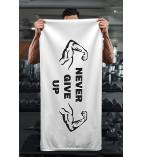 Dijital Baskı Never Give Up Desenli Spor Havlusu HVL0238 (Çok Renkli)
