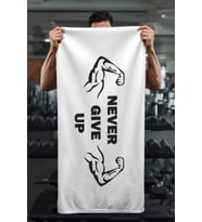 Dijital Baskı Never Give Up Desenli Spor Havlusu HVL0238 (Çok Renkli)