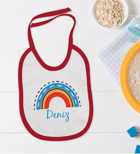 BK Kids Kişiye Özel İsimli Kırmızı Bebek Mama Önlüğü-2