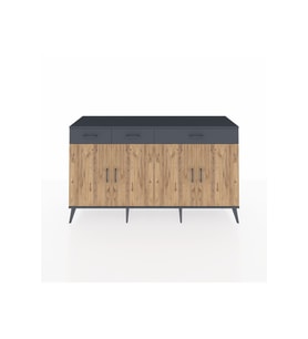 Kronos Konsol 4 Raflı 3 Çekmeceli 4 Kapaklı 176x59x99 Antrasit-Çam/Antrasit