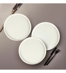 GÜRAL PORSELEN Bilbao 3 Parça 27 Cm Servis Tabağı Gümüş Fıle