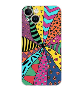 PrintiFy iPhone 14 ile Uyumlu Retro Color 4  Kamera Korumalı Şeffaf  Kılıf