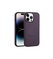 Apple iPhone 14 Pro Uyumlu Kılıf PU Deri M-safe Wireless Şarj Özellikli Zore Derix Kapak (Koyu Mor)
