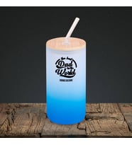 BK Gift İsimli Dad Tasarımlı Mavi Renk Pipetli Buzlu Cam Bardak 600ml - 6, Babaya Hediye, Doğum Günü Hediyesi