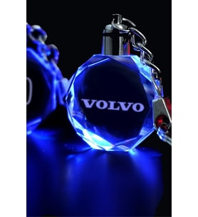 Volvo Logolu 2D Patlatma Kristal Led Işıklı Anahtarlık, Araba Anahtarlığı