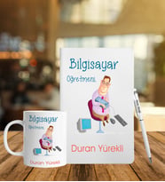 Bilgisayar Öğretmenlerine Özel Defter Kalem Kupa Hediye Seti