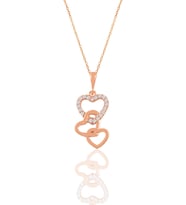Söğütlü Silver Gümüş rose zirkon taşlı birleşen kalpler kolye