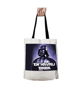 Siyah Kulplu En Havalı Baba Star Wars Yıkanabilir Okul Omuz Çanta