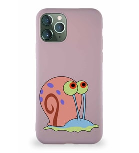 Apple iPhone 11 Pro Soft Premier Kapak Salyangoz Gary Tasarımlı Silikon Kılıf - Pudra (Şeffaf)