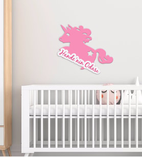 BK Gift Kişiye Özel Unicorn Tasarımlı Çocuk Odası Ahşap Duvar Süsü-1 (Beyaz)