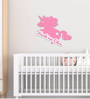 BK Gift Kişiye Özel Unicorn Tasarımlı Çocuk Odası Ahşap Duvar Süsü-1 (Beyaz)