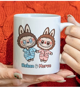 BK Gift Kişiye Özel Sevgili Sevimli Canavar Tasarımlı Beyaz Kupa Bardak-3, Arkadaşa Hediye, Sevgiliye Hediye, Doğum Günü Hediyesi