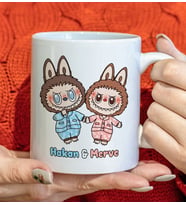BK Gift Kişiye Özel Sevgili Sevimli Canavar Tasarımlı Beyaz Kupa Bardak-3, Arkadaşa Hediye, Sevgiliye Hediye, Doğum Günü Hediyesi