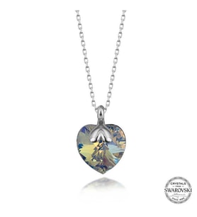 Swarovski Crystal Taşlı Kalp Gümüş Kadın Kolye