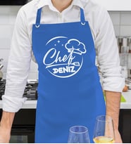BK Gift Kişiye Özel İsimli Chef Tasarımlı Profesyonel Saks Mavi Mutfak Önlüğü, Aşçı Önlüğü, Şef Önlüğü, Arkadaşa Hediye-7