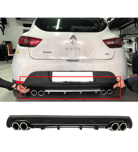 Renault Clio Mk4 Siyah Difüzör Çiftli Yuvarlak Egzoz Görünümlü D Tip Difizör 2012-2019