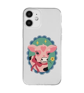 Iphone 12 Uyumlu İnek Tasarımlı Şeffaf Telefon Kılıfı