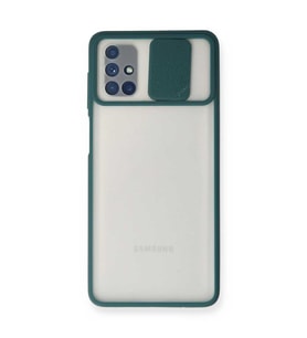 Samsung Galaxy M51 Kılıf Palm Buzlu Kamera Sürgülü Silikon - Yeşil