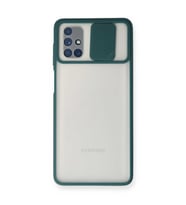 Samsung Galaxy M51 Kılıf Palm Buzlu Kamera Sürgülü Silikon - Yeşil