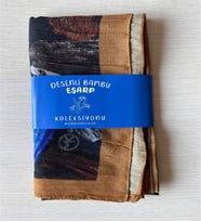 Modakaşmir Fırça Desenli Bambu Eşarp (Krem, Kahve ve Gri Tonlar) (Açık Kahve)