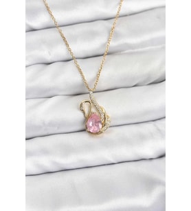 Renk Pembe Kuğu Taşlı Kadın Kolye 45 cm Uzunluk