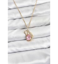 Renk Pembe Kuğu Taşlı Kadın Kolye 45 cm Uzunluk