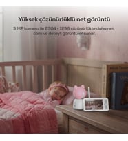Bebek Kamerası 3MP 5" LCD Monitör, Mobil Kontrol, Ninni, Hareket Algılama, Gece Görüş (Pembe-X7202)