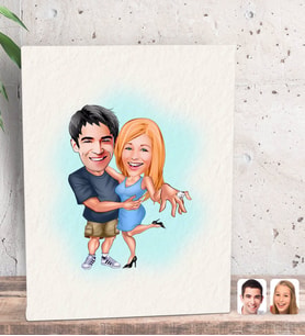 BK Gift Kişiye Özel Sevgililer Karikatürlü Dekoratif Mini Kanvas Tablo 15x20cm-14