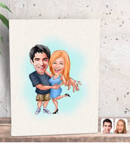BK Gift Kişiye Özel Sevgililer Karikatürlü Dekoratif Mini Kanvas Tablo 15x20cm-14