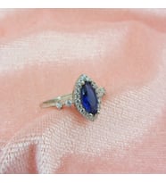 925 Ayar Gümüş Mavi Zircon Taşlı Tektaş Yüzük