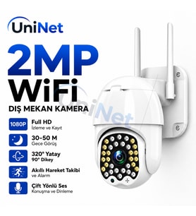 Uninet 360 Derece Ptz Dış Mekân Wifi Güvenlik Kamerası – Gece Görüşlü, Uzaktan Kontrollü ve Hareket Algılamalı