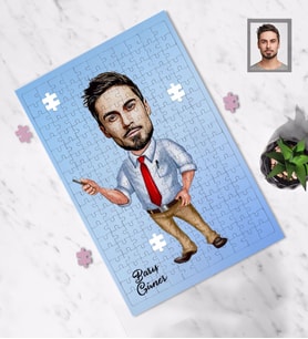 Kişiye Özel Öğretmen Karikatürlü A3 130 Parça Puzzle Bay-16