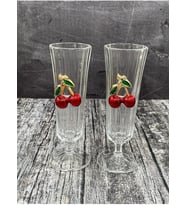 2 Li Cam Kiraz Flüt Kahve Yanı Bardağı Kokteyl Meşrubat Bardak 150ml