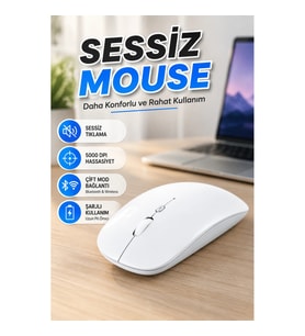 5000 DPI Şarjlı Bluetooth ve Wireless Çift Modlu Sessiz Mouse