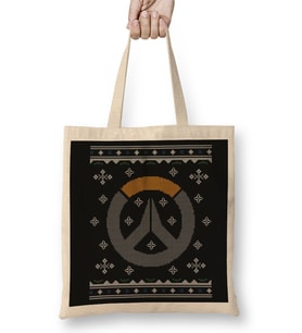 Christmas Overwatch Logo Knit Pattern Bez Çanta Uzun Saplı