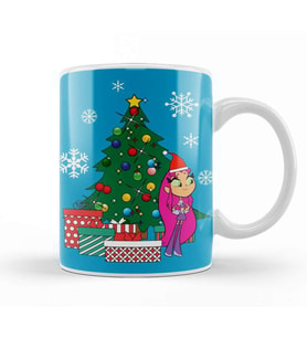 Teen Titans Starfire Around The Christmas Tree Kupa Bardak Porselen