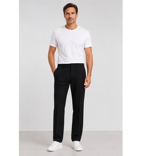 Erkek Modern Klasik Kesim Keten Pantolon 1210-Siyah