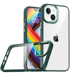 Apple iPhone 14 Kılıf Zore Flora Buton,Kenar Çevresi Renkli Kılıf (Yeşil)