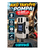 12.000 mAh Akü Takviye ve Lastik Şişirme Cihazı – Dijital Ekranlı Hava Pompası