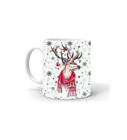 Yılbası Noel Temalı Baskılı Seramik Beyaz Kupa