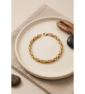 316L Çelik Gold Renk Kral Zincir Model Erkek Bileklik