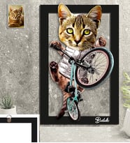 Kişiye Özel Hayvan Karikatürlü Kedi 3D Ahşap Tablo 30x47 Model-1
